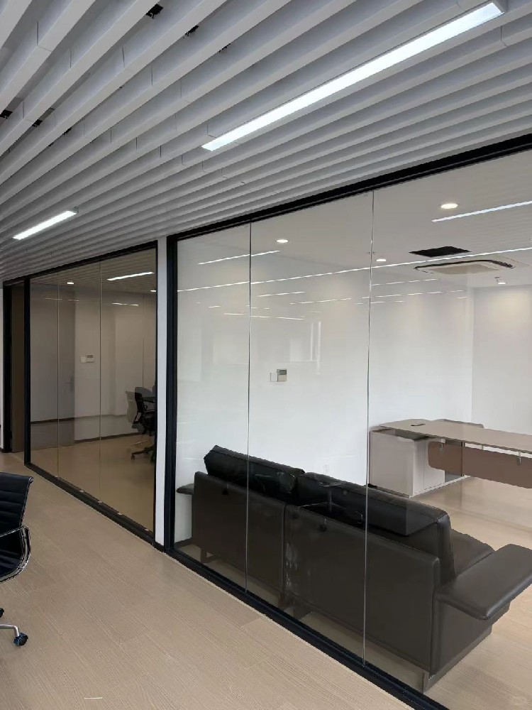 Panoramic single glass partition